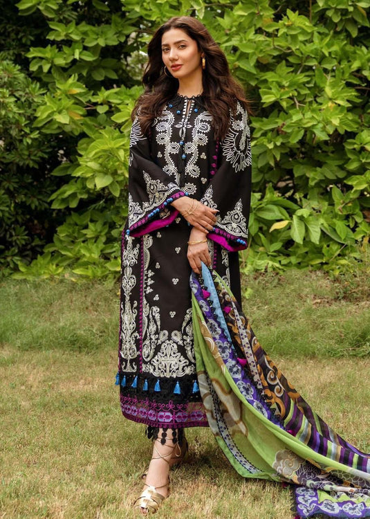 3 Piece Unstitched Embroidered Lawn Suit | D-2503-B